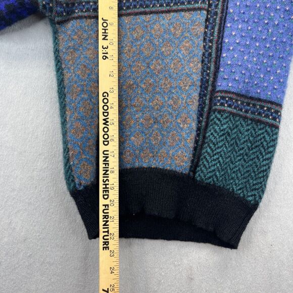 Lady Clansman Shetland Wool Sz M Fair Isle Colorblock Purple Blue Vintage - Picture 15 of 16